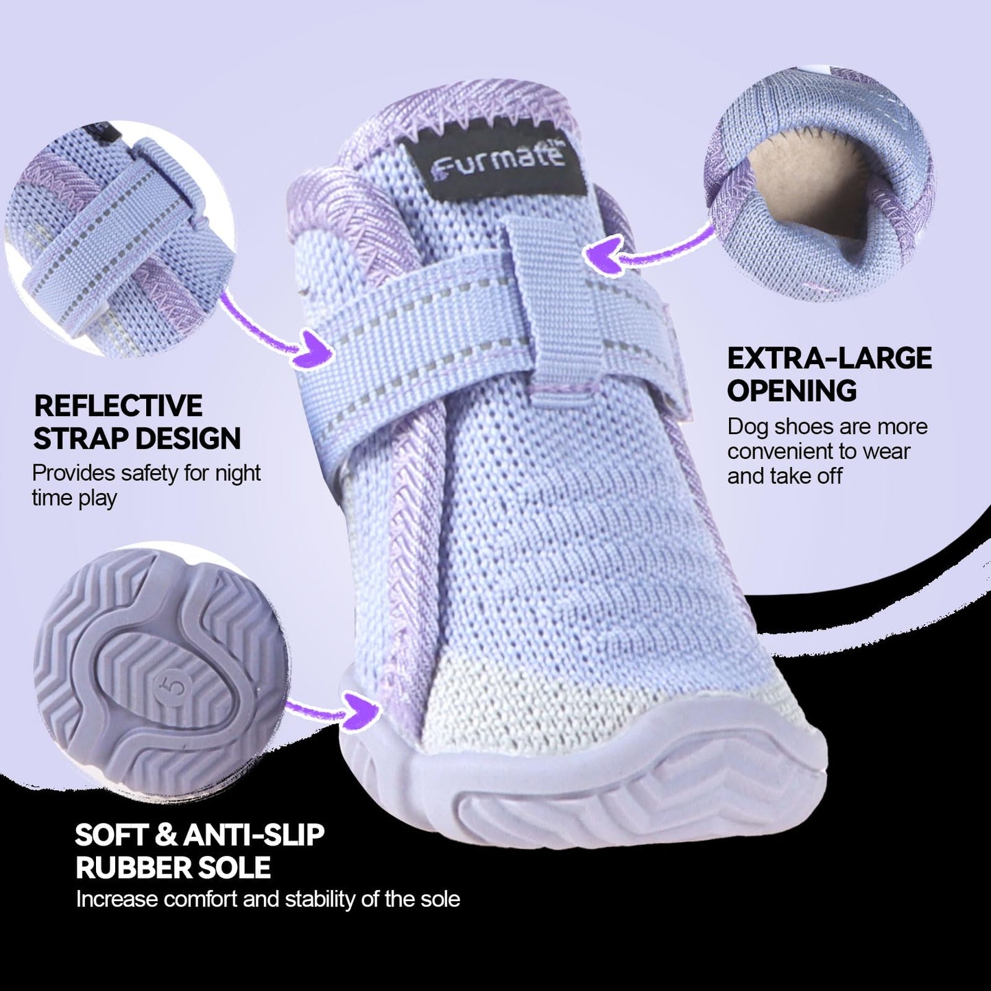 Dog Shoes for Small Dogs Breathable Puppy Dog Boots & Paw Protectors for Summer Hot Pavement Winter Snow Dog Booties with Reflective Strips Anti Slip Sole for Hardwood Floorspurple02