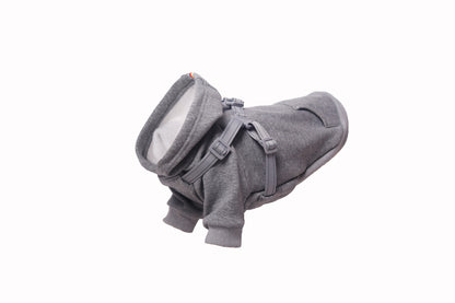 Outdoor dog functional 2-in-1 harness fleece hoodie