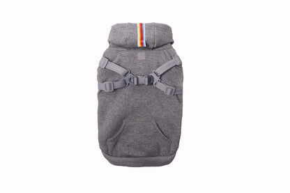 Outdoor dog functional 2-in-1 harness fleece hoodie
