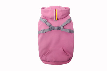 Outdoor dog functional 2-in-1 harness fleece hoodie