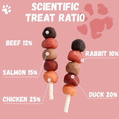 Pawmate Kabob Dog Treats, Chicken Beef Duck Rabbit and Salmon Dog Treats for Dogs, 10.6oz