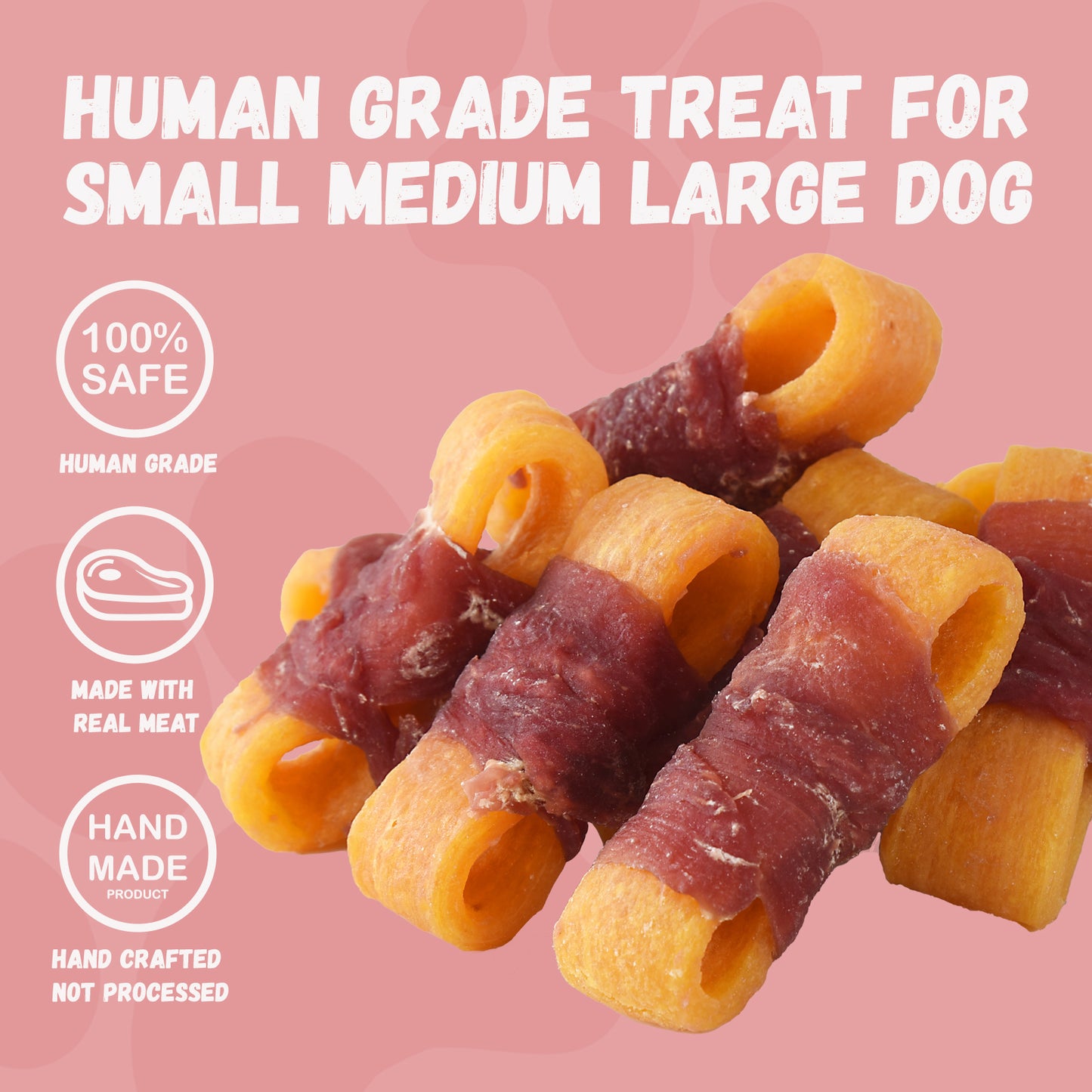 Pawmate Sweet Potato Dog Treats, Natural Duck Jerky Peanut Butter Chews for All Dogs,10.6oz