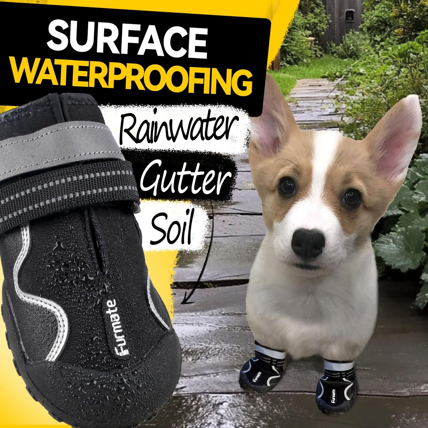 Dog Shoes for Large Small Medium Dogs Dog Booties for Indoor Hardfloors Anti Slip Reflective Strip Waterproof Dog Boots & Paw Protectors for Outdoor Walking Hot Pavement Winter Snow-black02