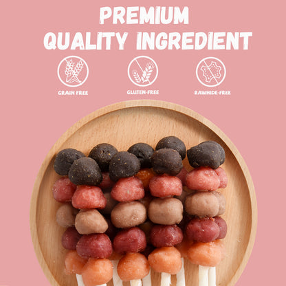 Pawmate Kabob Dog Treats, Chicken Beef Duck Rabbit and Salmon Dog Treats for Dogs, 10.6oz