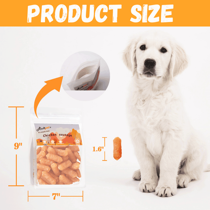 ASMPET Chicken Sausage Dog Treats, Natural Chicken Jerky Training Treats for Dogs with Taurine, Low Fat Soft Chewy Snacks, 11oz