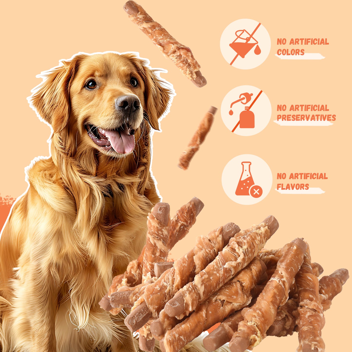 Pawmate Chicken Jerky Biscuits Dog Treats, Tasty Crunchy Peanut Butter Chews for All Dogs, 10.6oz