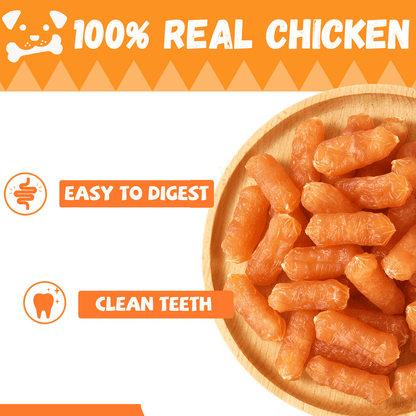 ASMPET Chicken Sausage Dog Treats, Natural Chicken Jerky Training Treats for Dogs with Taurine, Low Fat Soft Chewy Snacks, 11oz