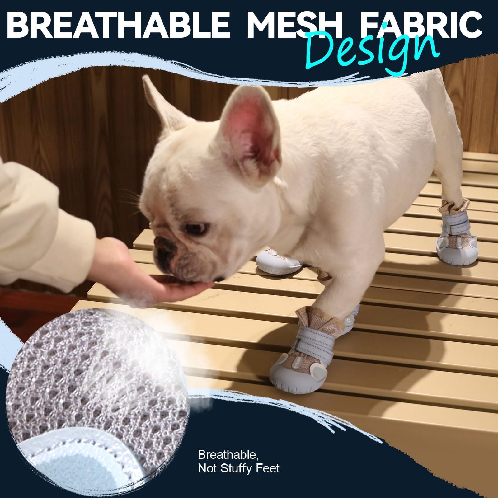Dog Shoes for Large Small Medium Dogs Breathable Mesh Dog Boots & Paw Protectors for Summer Hot Pavement Winter Snow Waterproof Anti Slip Dog Booties for Hiking Hardwood Floors-beige06