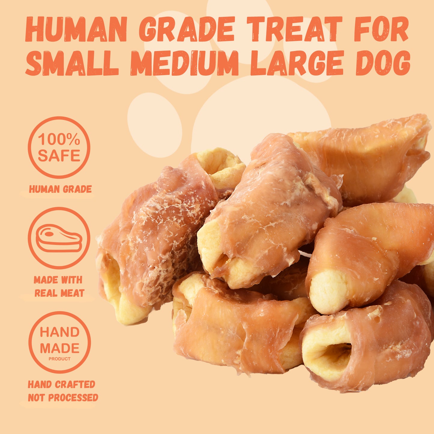 Pawmate Chicken Jerky Wrapped Apple Dog Treats, Promote Digestion Chews for All Dogs, 10.6oz