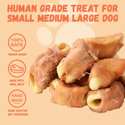 Pawmate Chicken Jerky Wrapped Apple Dog Treats, Promote Digestion Chews for All Dogs, 10.6oz