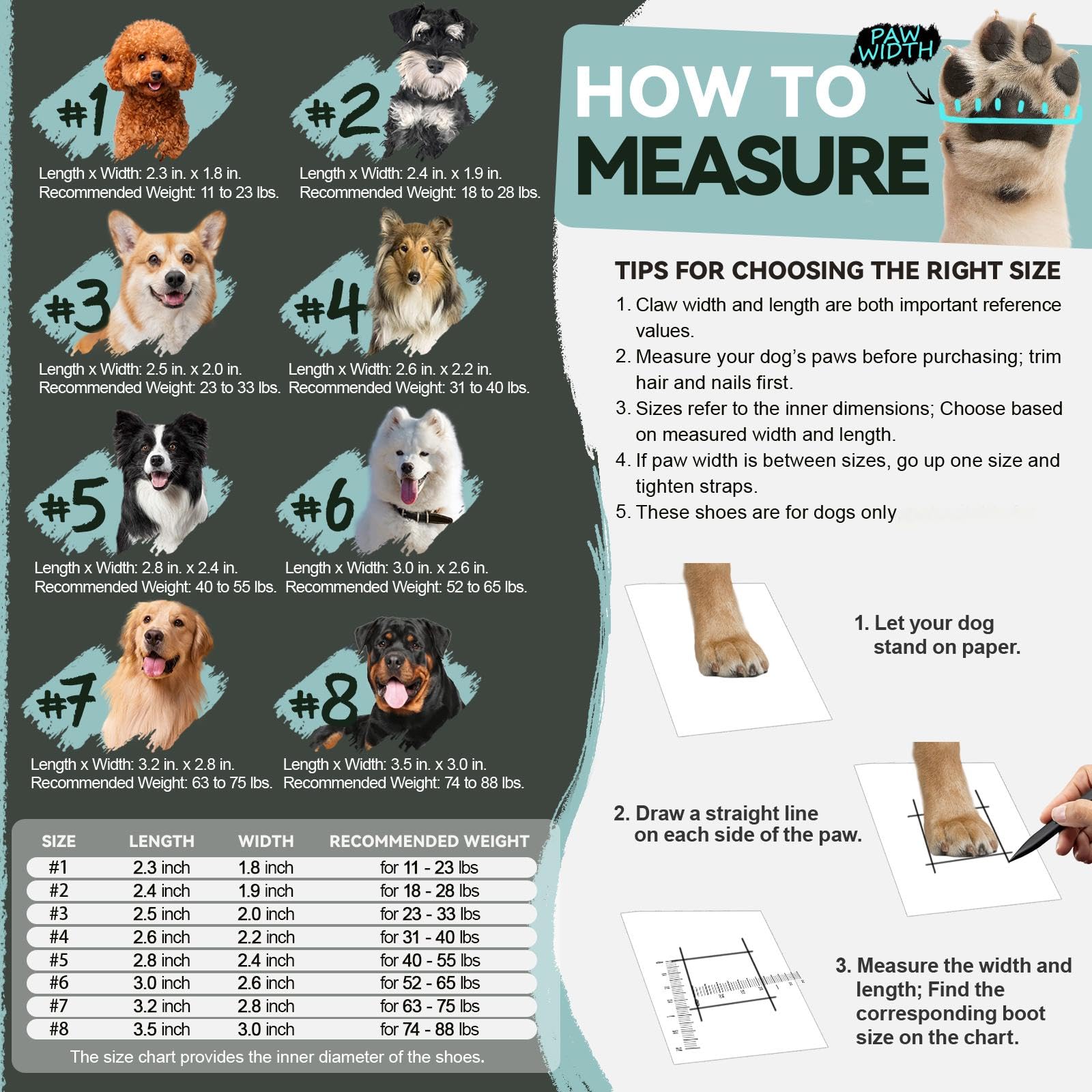 Dog Shoes for Large Small Medium Dogs Dog Booties for Indoor Hardfloors Anti Slip Reflective Strip Waterproof Dog Boots & Paw Protectors for Outdoor Walking Hot Pavement Winter Snow-green02