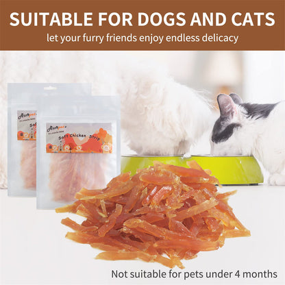 ASMPET Chicken Jerky Dog Treats, Mini Chicken Strips, Rawhide Free Training Treats for Cats and Small Dogs, 2 Pack 21.2oz