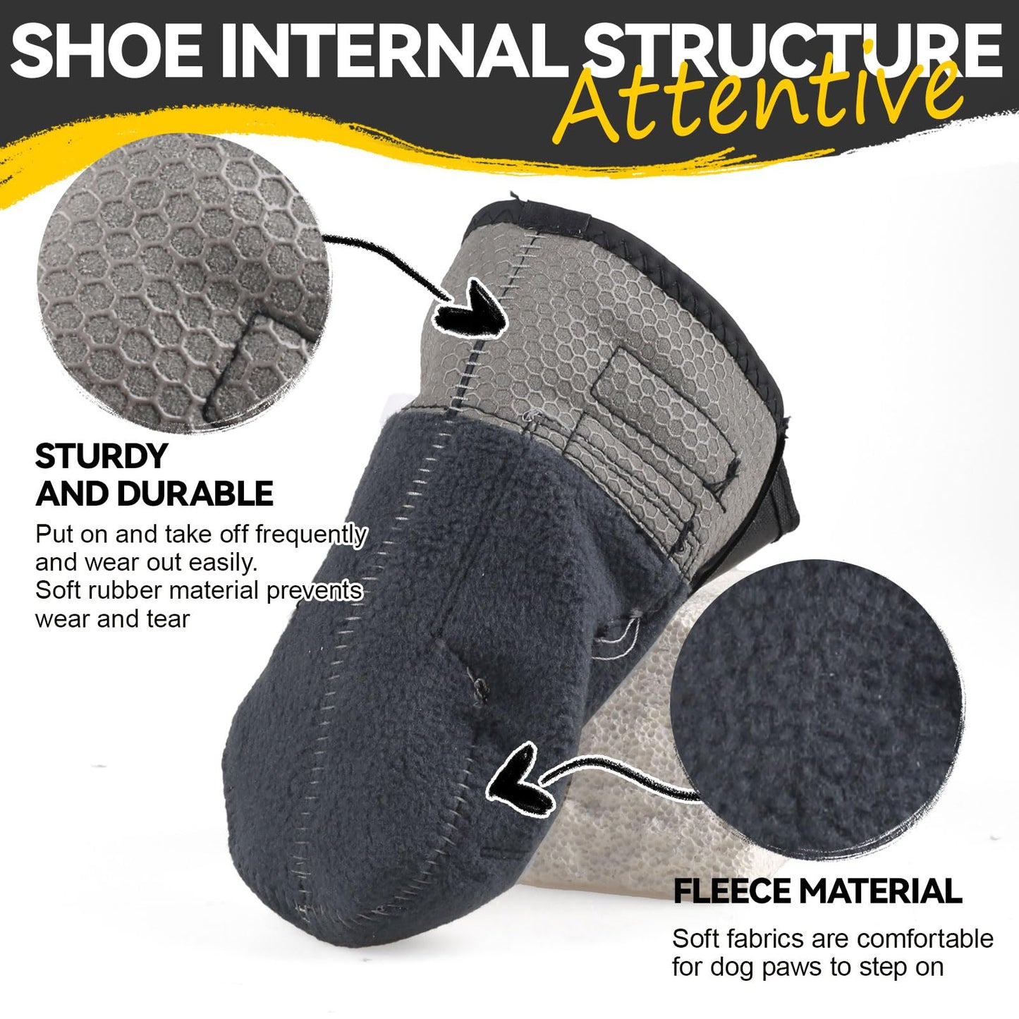 Dog Shoes for Large Small Medium Dogs,Dog Booties for Indoor Hardfloors Anti-Slip,Reflective Strip Waterproof Dog Boots & Paw Protectors for Outdoor Walking Hot Pavement,Winter Snow-black01