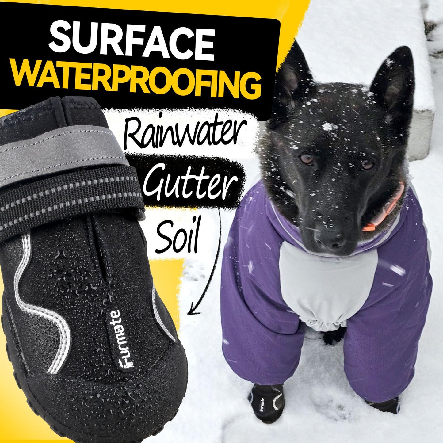 Dog Shoes for Large Small Medium Dogs,Dog Booties for Indoor Hardfloors Anti-Slip,Reflective Strip Waterproof Dog Boots & Paw Protectors for Outdoor Walking Hot Pavement,Winter Snow-black01