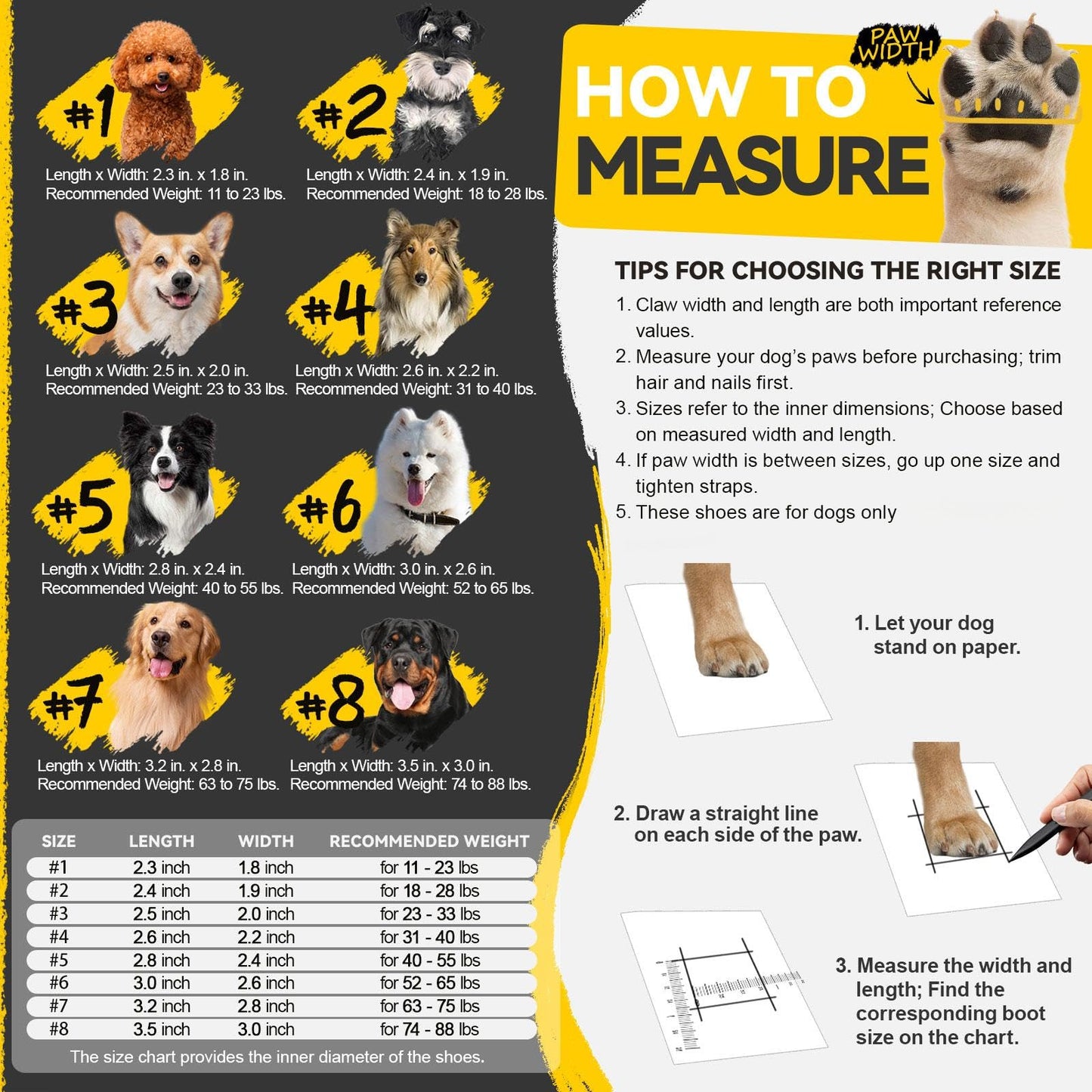 Dog Shoes for Large Small Medium Dogs Dog Booties for Indoor Hardfloors Anti Slip Reflective Strip Waterproof Dog Boots & Paw Protectors for Outdoor Walking Hot Pavement Winter Snow-black04