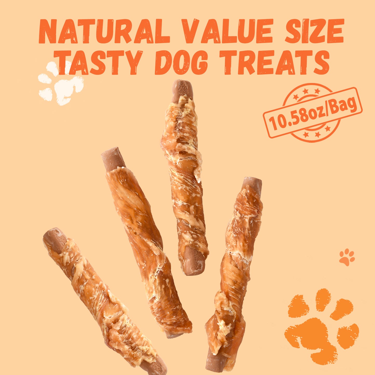 Pawmate Chicken Jerky Biscuits Dog Treats, Tasty Crunchy Peanut Butter Chews for All Dogs, 10.6oz