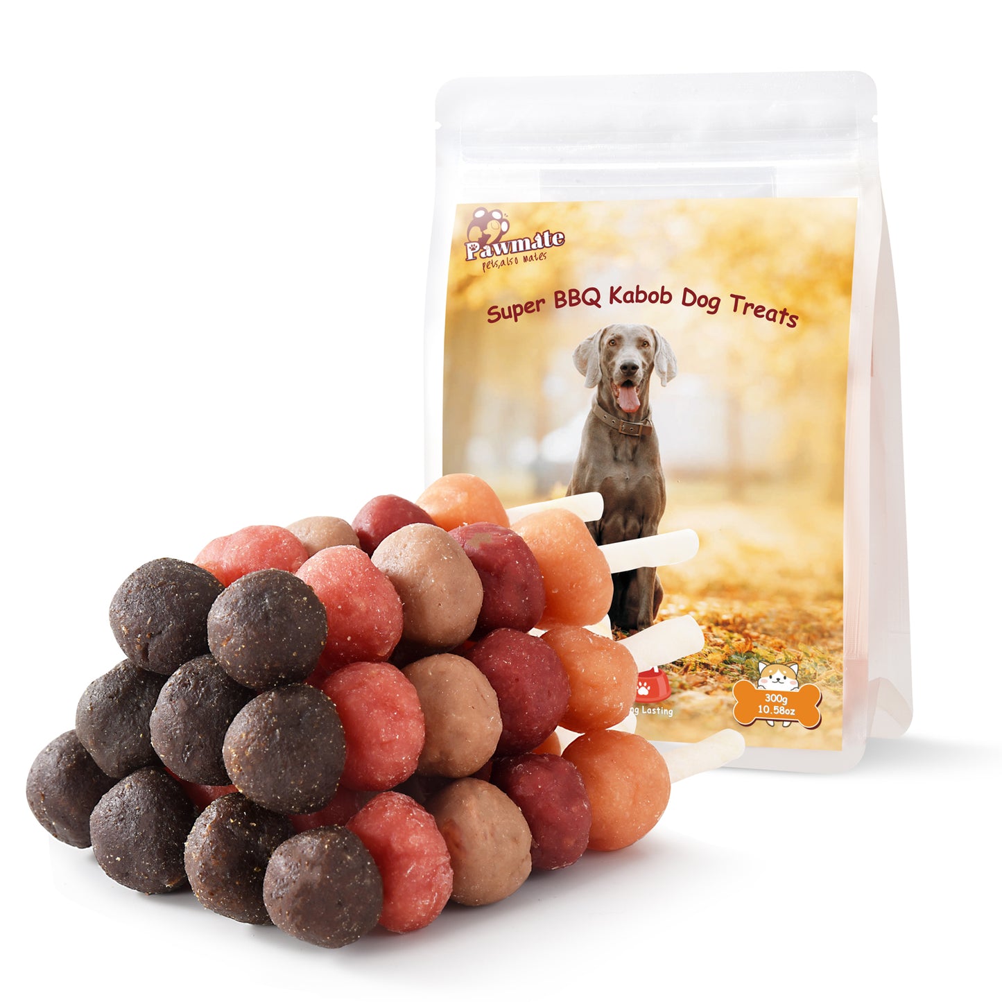 Pawmate Kabob Dog Treats, Chicken Beef Duck Rabbit and Salmon Dog Treats for Dogs, 10.6oz