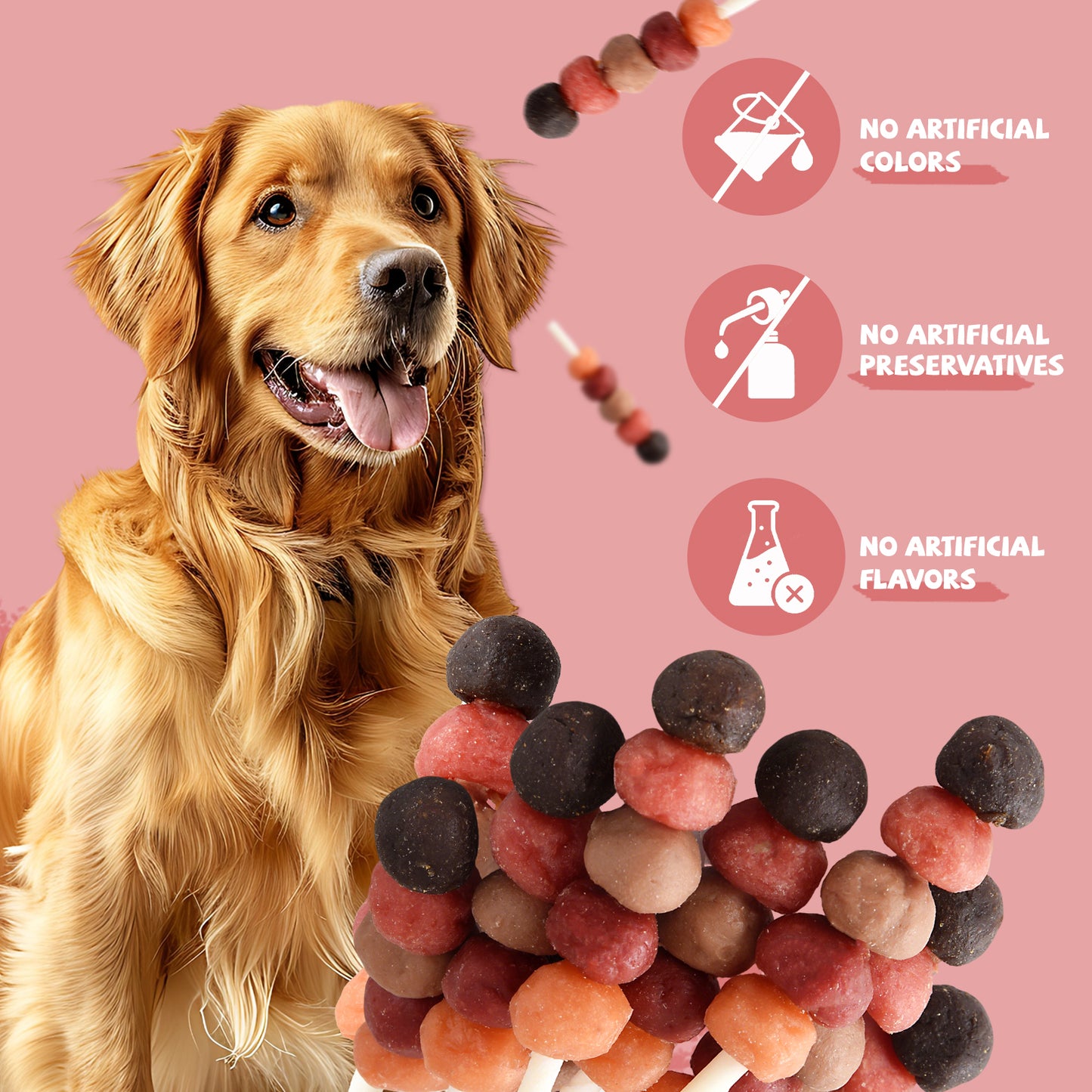 Pawmate Kabob Dog Treats, Chicken Beef Duck Rabbit and Salmon Dog Treats for Dogs, 10.6oz