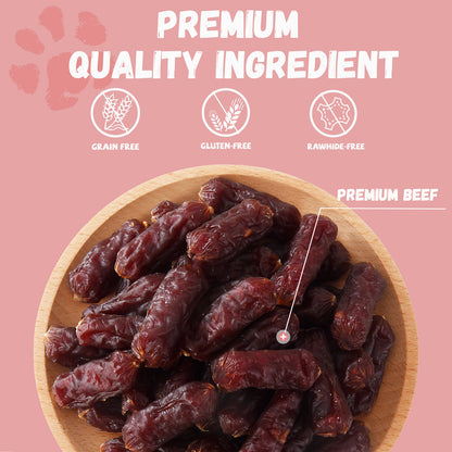 Pawmate Beef Sausage Dog Treats, Soft Low Fat Chewy Snacks for All Dogs, 10.6oz
