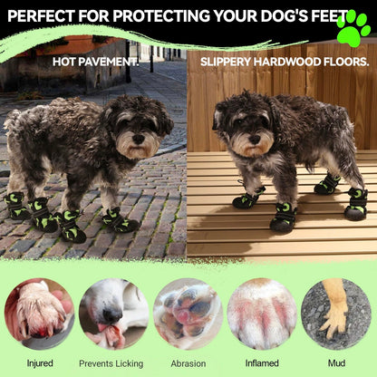 Dog Shoes for Large Small Medium Dogs Waterproof Dog Boots & Paw Protectors with Breathable Mesh for Summer Hot Pavement Anti Slip Dog Booties for Hiking Hardwood Floors Winter Snow-green08