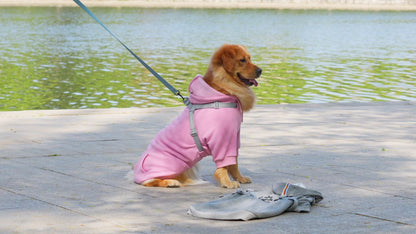 Outdoor dog functional 2-in-1 harness fleece hoodie
