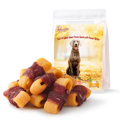 Pawmate Sweet Potato Dog Treats, Natural Duck Jerky Peanut Butter Chews for All Dogs,10.6oz
