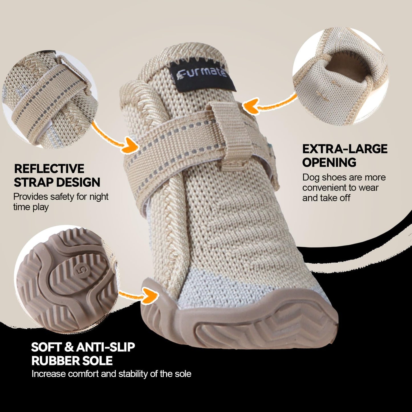 Dog Shoes for Small Dogs Breathable Puppy Dog Boots & Paw Protectors for Summer Hot Pavement Winter Snow Dog Booties with Reflective Strips Anti Slip Sole for Hardwood Floors-beige03