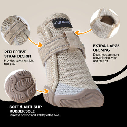 Dog Shoes for Small Dogs Breathable Puppy Dog Boots & Paw Protectors for Summer Hot Pavement Winter Snow Dog Booties with Reflective Strips Anti Slip Sole for Hardwood Floors-beige05