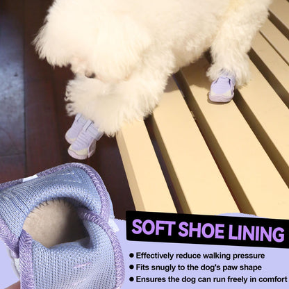 Dog Shoes for Small Dogs Breathable Puppy Dog Boots & Paw Protectors for Summer Hot Pavement Winter Snow Dog Booties with Reflective Strips Anti Slip Sole for Hardwood Floorspurple05