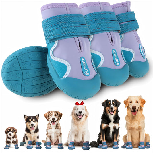 Dog Shoes for Large Small Medium Dogs Dog Booties for Indoor Hardfloors Anti Slip Reflective Strip Waterproof Dog Boots & Paw Protectors for Outdoor Walking Hot Pavement Winter Snowpurple01
