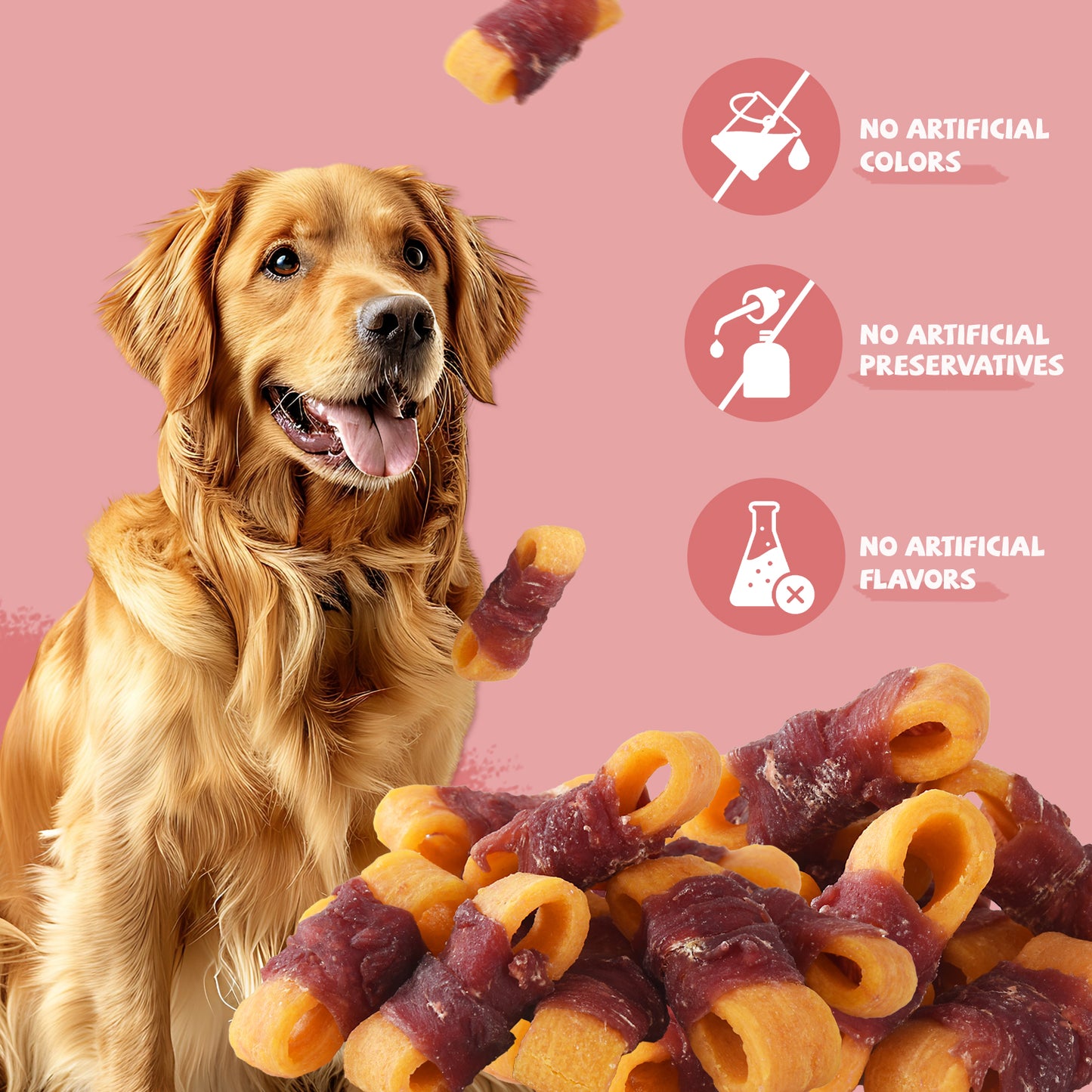 Pawmate Sweet Potato Dog Treats, Natural Duck Jerky Peanut Butter Chews for All Dogs,10.6oz