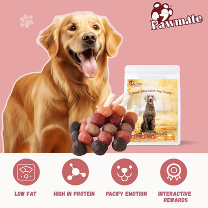 Pawmate Kabob Dog Treats, Chicken Beef Duck Rabbit and Salmon Dog Treats for Dogs, 10.6oz