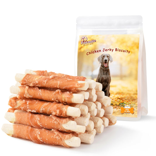 Pawmate Chicken Jerky Biscuits Dog Treats, Tasty Crunchy Chews for All Dogs, 11oz
