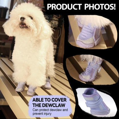 Dog Shoes for Small Dogs Breathable Puppy Dog Boots & Paw Protectors for Summer Hot Pavement Winter Snow Dog Booties with Reflective Strips Anti Slip Sole for Hardwood Floorspurple05