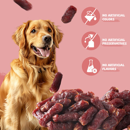 Pawmate Beef Sausage Dog Treats, Soft Low Fat Chewy Snacks for All Dogs, 10.6oz