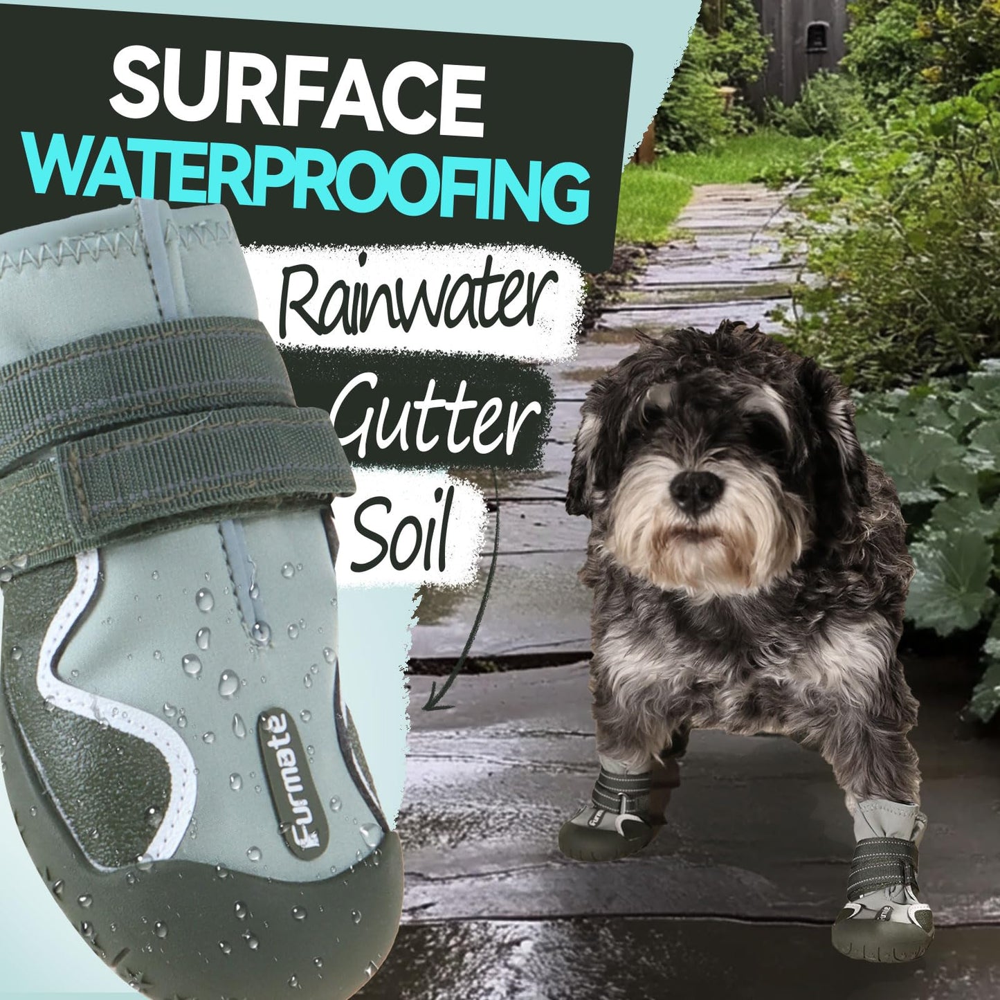 Dog Shoes for Large Small Medium Dogs Dog Booties for Indoor Hardfloors Anti Slip Reflective Strip Waterproof Dog Boots & Paw Protectors for Outdoor Walking Hot Pavement Winter Snow-green04